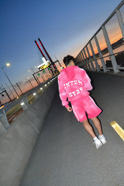 Pink short & zip up set