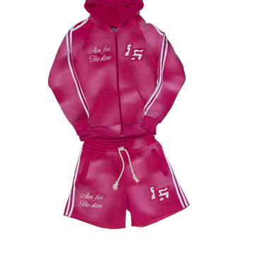 Pink short & zip up set