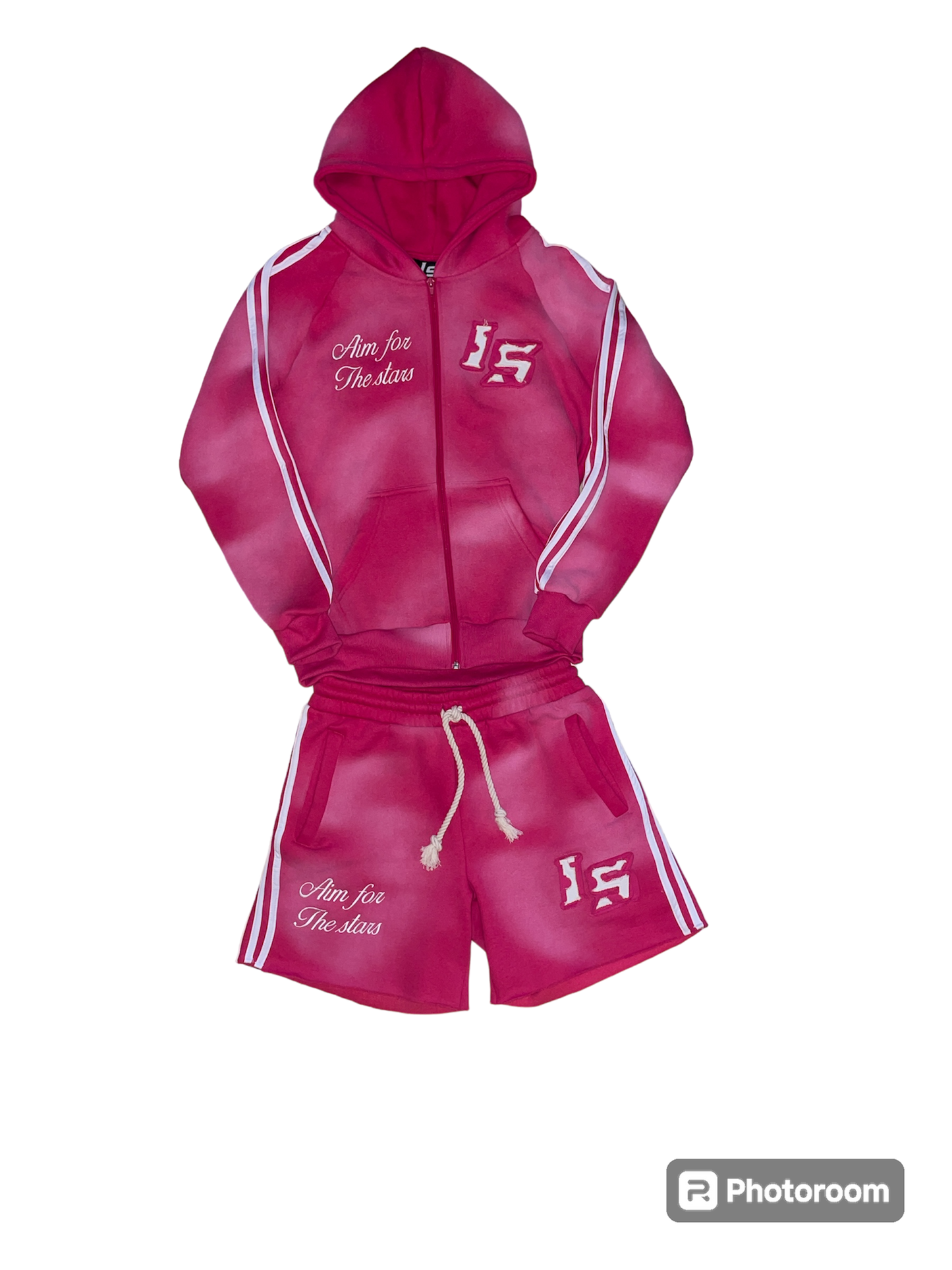 Pink short & zip up set