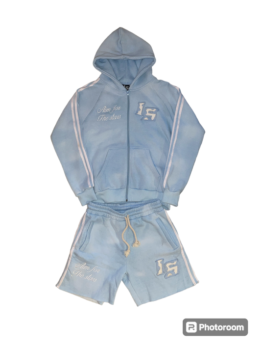Baby blue short & zip up set