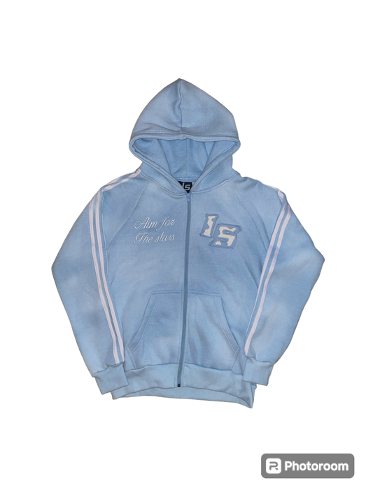 Baby blue zip up hoodie